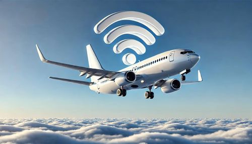 Minh họa chiếc máy bay bay trên mây với biểu tượng Wi-Fi, thể hiện nỗ lực của Amazon và Delta mang internet tốc độ cao đến hành khách trên không trung. (Nguồn: Simplyflying)