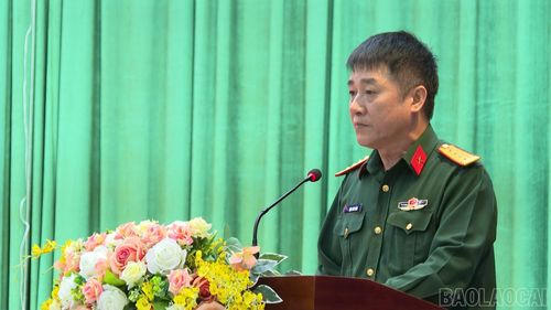 Đại tá Đặng Văn Cảnh - Phó Chỉ huy trưởng Bộ Chỉ huy Quân sự tỉnh phát biểu khai mạc.
