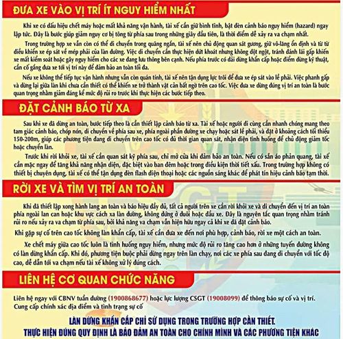 Cục Cảnh sát giao thông chỉ cách xử lý khi gặp sự cố trên cao tốc.