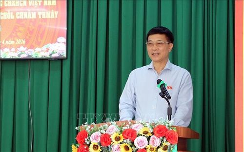 Phó Chủ tịch Quốc hội Vũ Hồng Thanh phát biểu tại chuyến thăm, chúc Tết Chôl Chnăm Thmây tại Cần Thơ.