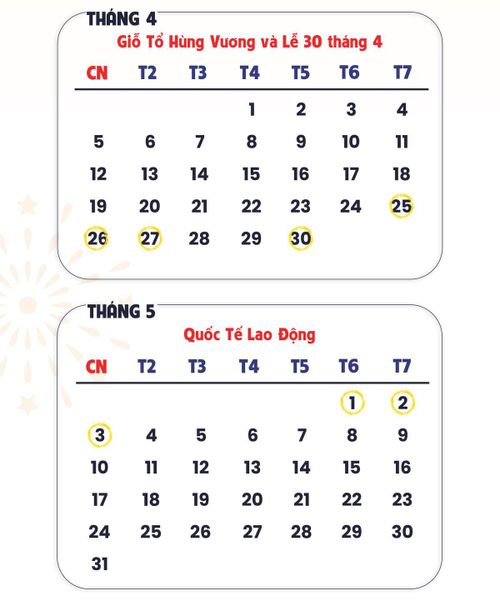 Chi tiết lịch nghỉ Giỗ Tổ Hùng Vương và 30/4-1/5.