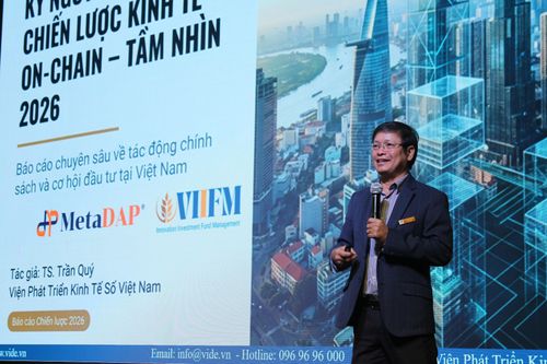 TS Trần Quý, Viện trưởng Viện Phát triển Kinh tế số Việt Nam phát biểu tại hội thảo thuộc khuôn khổ chuỗi chương trình Làm chủ tài sản số hồi đầu tháng 2. Ảnh: Thảo Liên.