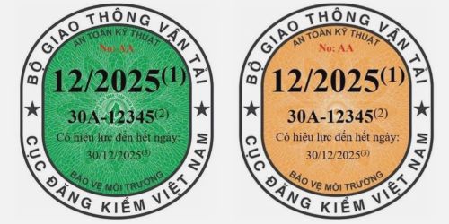 Xe xanh được đề xuất không sử dụng tem kiểm định riêng nền xanh, mà sẽ sử dụng chung tem kiểm định nền vàng. Ảnh: Cục Đăng kiểm.