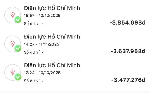  Tiền điện quý IV/2025 của gia đình ông Dũng, tháng cao điểm nhất tiền điện lên hơn 3,8 triệu đồng vì quán ăn hoạt động nhiều. Ảnh: NVCC. 