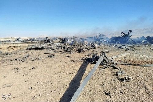 Hình ảnh xác máy bay Mỹ bị phá hủy do chính quyền Iran công bố. Ảnh: Tasnim
