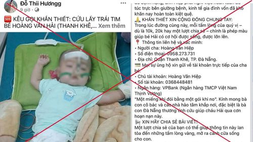 Bài đăng Facebook lan truyền tin giả “bắt cóc trẻ em” kèm kêu gọi chuyển tiền.
