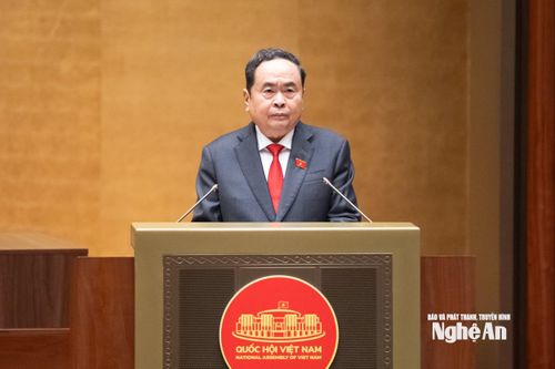 Chủ tịch Quốc hội Trần Thanh Mẫn phát biểu nhận nhiệm vụ. Ảnh: Quang Khánh