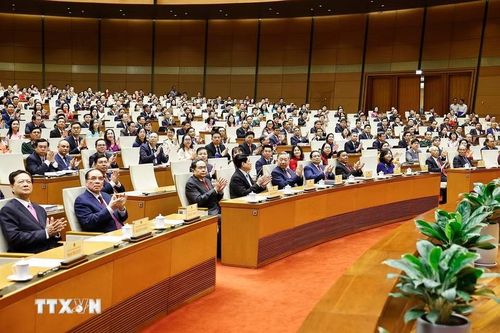 Tổng Bí thư Tô Lâm cùng các đồng chí lãnh đạo, nguyên lãnh đạo Đảng, Nhà nước và đại biểu Quốc hội dự khai mạc Kỳ họp thứ Nhất, Quốc hội khóa XVI. (Ảnh: Doãn Tấn/TTXVN)