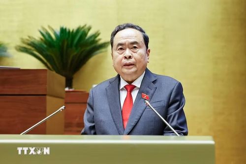 Đồng chí Trần Thanh Mẫn, Chủ tịch Quốc hội khóa XV phát biểu khai mạc Kỳ họp thứ nhất, Quốc hội khóa XVI. (Ảnh: Doãn Tấn/TTXVN)