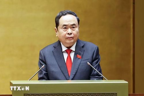 Đồng chí Trần Thanh Mẫn, Chủ tịch Quốc hội khóa XV phát biểu khai mạc Kỳ họp thứ nhất, Quốc hội khóa XVI. (Ảnh: Doãn Tấn/TTXVN)