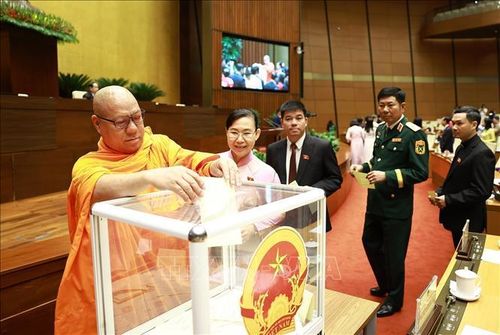 Đại biểu Quốc hội bỏ phiếu bầu Chủ tịch Quốc hội khóa XVI. Ảnh: Dương Giang/TTXVN