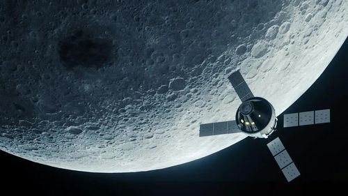 Hình minh họa tàu vũ trụ Orion đang bay quanh Mặt Trăng. (Ảnh: Lockheed Martin)