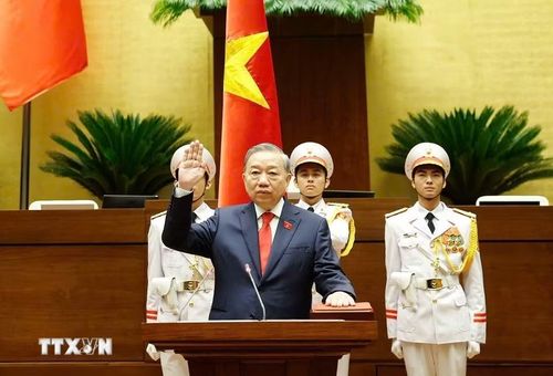 Chủ tịch nước Cộng hòa xã hội chủ nghĩa Việt Nam Tô Lâm tuyên thệ nhậm chức. (Ảnh: Thống Nhất/TTXVN)