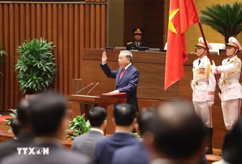 Chủ tịch nước Cộng hòa xã hội chủ nghĩa Việt Nam Tô Lâm tuyên thệ nhậm chức. (Ảnh: Lâm Khánh/TTXVN)