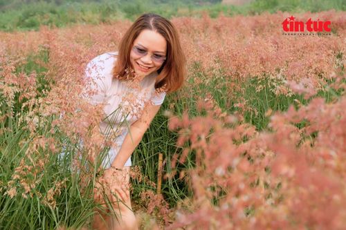 Vườn cỏ hồng trở thành điểm đến mới lạ đối với người dân Thủ đô.