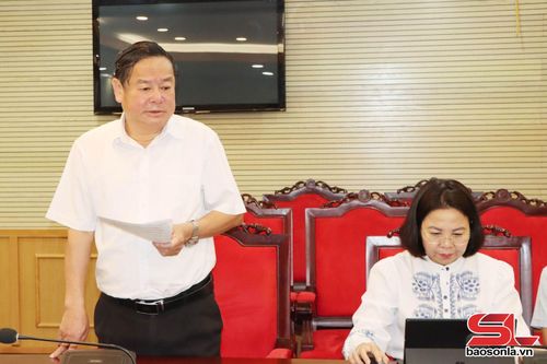 Lãnh đạo Ủy ban MTTQ Việt Nam tỉnh phát biểu tại cuộc làm việc.