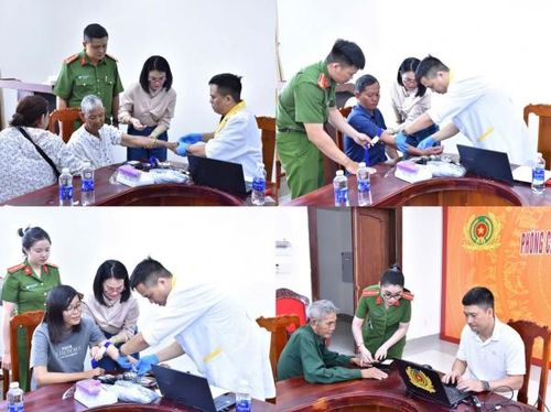 Các thân nhân liệt sĩ được cán bộ, chiến sĩ Công an tỉnh phối hợp tận tình thu nhận mẫu ADN.