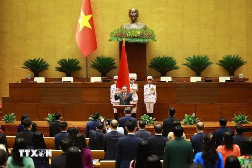 Chủ tịch Quốc hội khóa XVI Trần Thanh Mẫn tuyên thệ nhậm chức. Ảnh: Dương Giang/TTXVN.