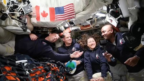 Phi hành đoàn Artemis II trên tàu Orion ngày 4/4. (Ảnh: NASA)