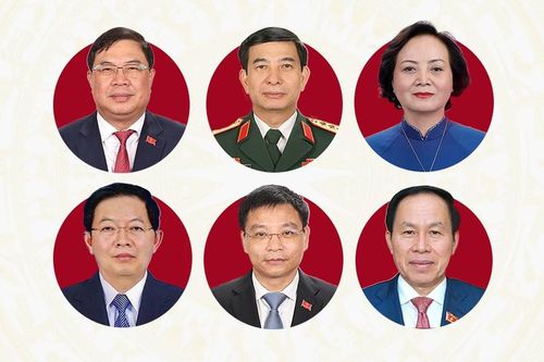  6 phó thủ tướng của nhiệm kỳ mới (từ trái sang, trên xuống) gồm các ông, bà: Phạm Gia Túc, Phan Văn Giang, Phạm Thị Thanh Trà, Hồ Quốc Dũng, Nguyễn Văn Thắng, Lê Tiến Châu. Đồ họa: Phan Nhật. 