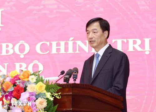 Đồng chí Nguyễn Duy Ngọc, Ủy viên Bộ Chính trị, Bí thư Trung ương Đảng, Trưởng Ban Tổ chức Trung ương, phát biểu tại hội nghị. (Ảnh: Phương Hoa/TTXVN)