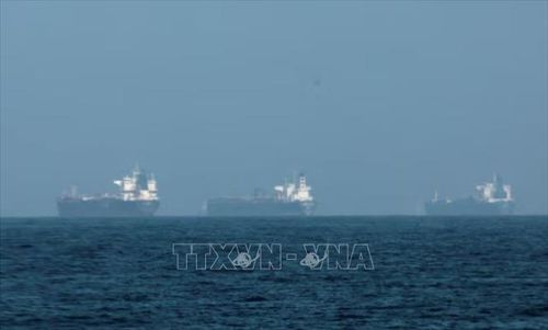 Tàu thuyền đậu ngoài khơi Fujairah (Các tiểu vương quốc Arab thống nhất) ngày 3/3/2026 trong bối cảnh Iran hạn chế hoạt động hàng hải qua eo biển Hormuz. Ảnh: REUTERS/TTXVN