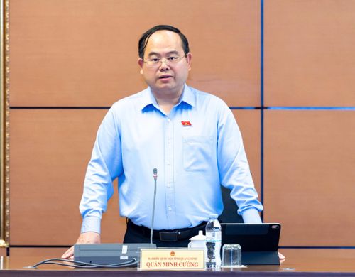 Trưởng Đoàn ĐBQH tỉnh Quảng Ninh Quản Minh Cường phát biểu. Ảnh: Mạnh Hưng