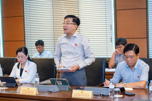 Phó Chủ nhiệm Ủy ban Kinh tế và Tài chính, ĐBQH Nguyễn Minh Sơn (Đồng Tháp) phát biểu. Ảnh: Mạnh Hưng