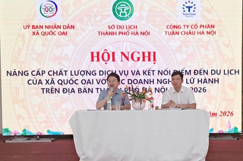 Hội nghị “Nâng cấp chất lượng và điểm đến du lịch của xã Quốc Oai với các doanh nghiệp lữ hành trên địa bàn thành phố Hà Nội năm 2026”. Ảnh: Hoài Nam