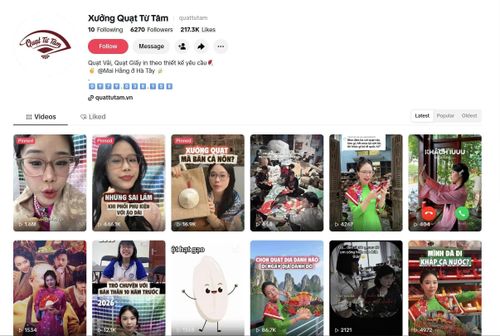 Kênh TikTok “Xưởng quạt Từ Tâm” không chỉ giới thiệu quạt Chàng Sơn, mà lan tỏa những góc nhìn thú vị về văn hóa, thu hút hàng trăm nghìn lượt tương tác. Ảnh chụp màn hình