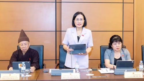 Đại biểu Trần Thị Kim Nhung, Ủy viên Thường trực Ủy ban Pháp luật của Quốc hội, ĐBQH tỉnh Quảng Ninh phát biểu thảo luận.