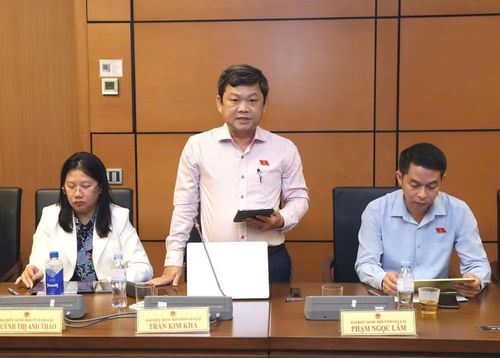  ĐB Trần Kim Kha góp ý đối với dự án Luật Tiếp cận thông tin (sửa đổi). Ảnh: Đoàn ĐBQH tỉnh 