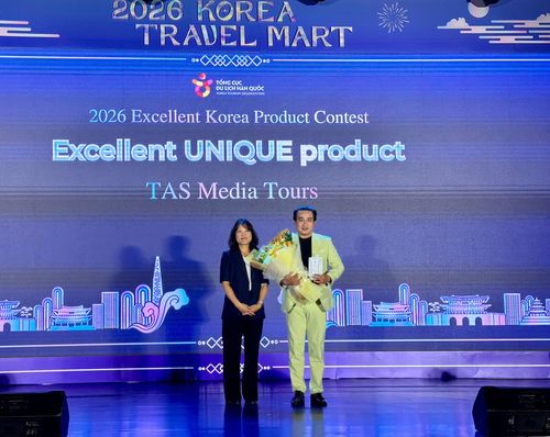 Công ty TAS Media Tours đoạt giải xuất sắc tại hạng mục Unique Korea Tour. Ảnh: KTO