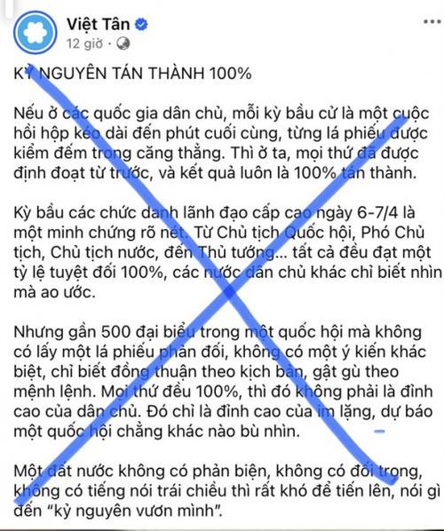 Cảnh giác các luận điệu xuyên tạc, đả kích trên mạng xã hội về công tác bầu, phê chuẩn nhân sự cấp cao.