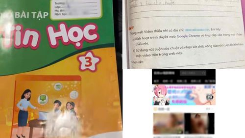 Vở bài tập chứa đường link web đen.