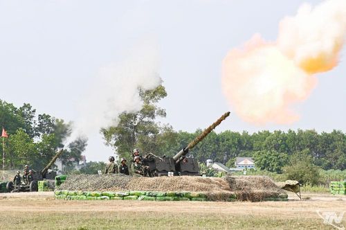 Trận địa pháo phòng không 57mm, Lữ đoàn 210 thực hành tiêu diệt mục tiêu trong diễn tập khu vực phòng thủ tỉnh, khẳng định trình độ hiệp đồng và khả năng bảo vệ bầu trời.