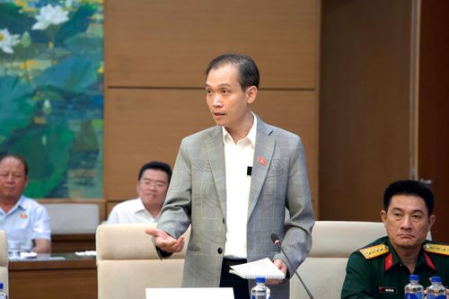 ĐBQH hoạt động chuyên trách tại Ủy ban Pháp luật và Tư pháp Nguyễn Duy Tiến phát biểu tại phiên họp