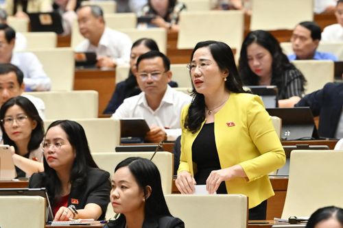 Bà Nguyễn Thị Thủy phát biểu 