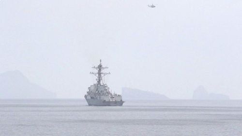 Một tàu khu trục của Hải quân Mỹ tại eo biển Hormuz vào ngày 11/4. (Ảnh: Quân đội Mỹ)