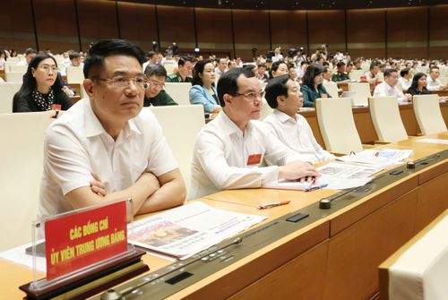 Các đại biểu dự hội nghị tại điểm cầu Nhà Quốc hội. Ảnh: QUANG PHÚC