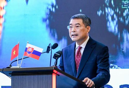 Thủ tướng Lê Minh Hưng phát biểu tại Diễn đàn doanh nghiệp Slovakia - Việt Nam năm 2026. Ảnh: Như Ý.