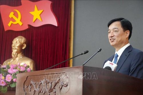 Ủy viên Bộ Chính trị, Bí thư Trung ương Đảng, Trưởng Ban Tổ chức Trung ương Nguyễn Duy Ngọc phát biểu. Ảnh: Việt Hoàng/TTXVN