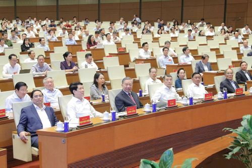 Các đại biểu tham dự hội nghị quán triệt tại điểm cầu Trung ương. Ảnh: Hồ Long