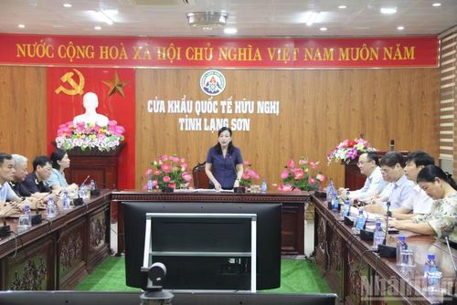 Đồng chí Nguyễn Thanh Hải, Ủy viên Trung ương Đảng, Chủ nhiệm Ủy ban Khoa học, Công nghệ và Môi trường của Quốc hội cùng thành viên Đoàn công tác làm việc với các lực lượng chức năng tại khu vực cửa khẩu quốc tế Hữu Nghị.