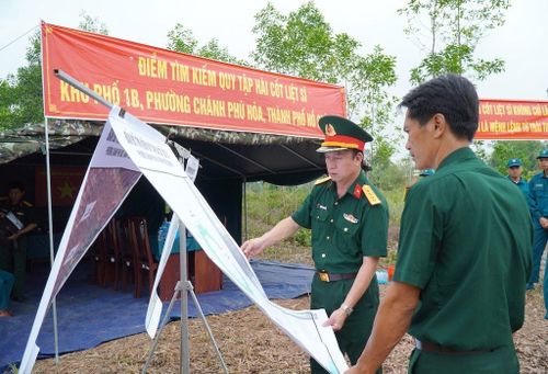 Khu vực tìm kiếm, quy tập hài cốt liệt sĩ (giai đoạn 2) tại khu vực Suối Bông Trang, khu phố 1B, phường Chánh Phú Hòa.