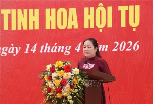 Bà Trần Thị Minh Lợi, Phó Giám đốc Sở Văn hóa, Thể thao và Du lịch tỉnh Phú Thọ, phát biểu tại buổi lễ.
