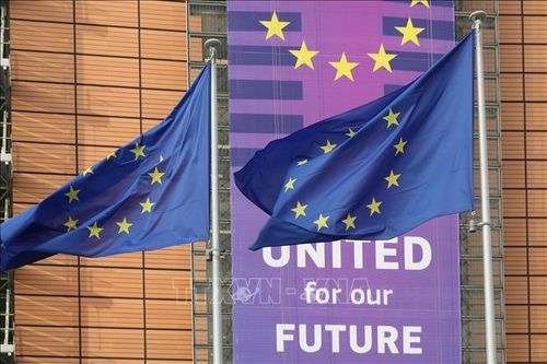Cờ Liên minh châu Âu tại Brussels, Bỉ. Ảnh: THX/TTXVN
