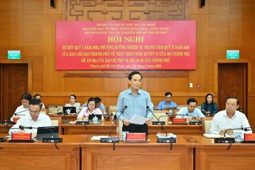 Bí thư Thành ủy Trần Lưu Quang phát biểu kết luận Hội nghị. (Ảnh: Cổng thông tin điện tử Thành phố Hồ Chí Minh)