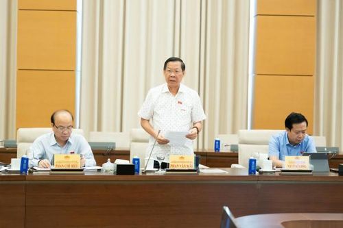 Chủ nhiệm Ủy ban Kinh tế và Tài chính Phan Văn Mãi trình bày báo cáo tại phiên họp.