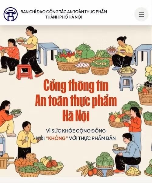 Giao diện trang antoanthucpham.hanoi.gov.vn mở trên điện thoại. (Ảnh chụp màn hình)